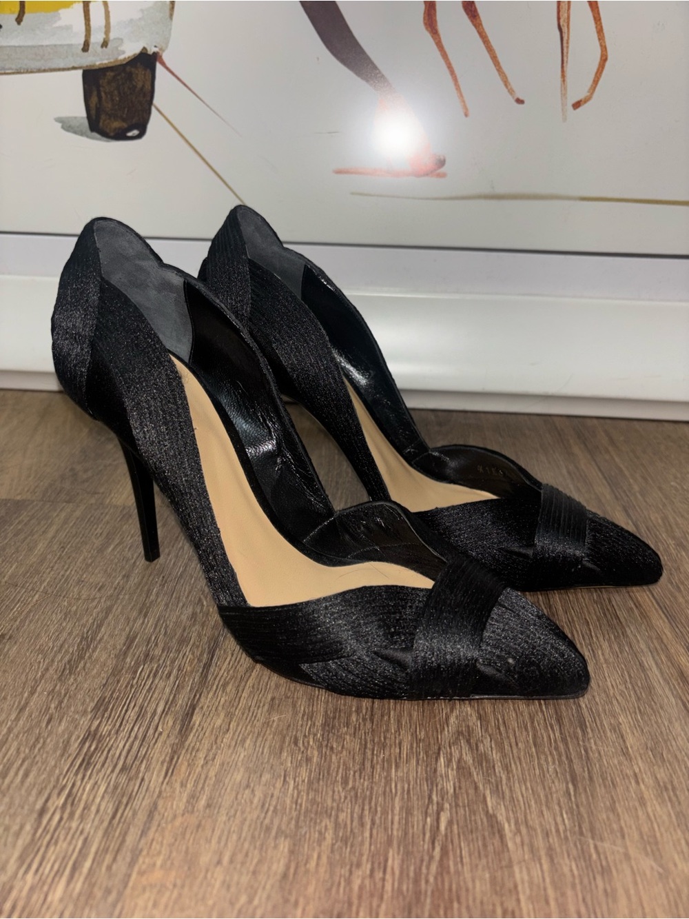 Giorgio Armani Black Satin Pointed-Toe Stilettos